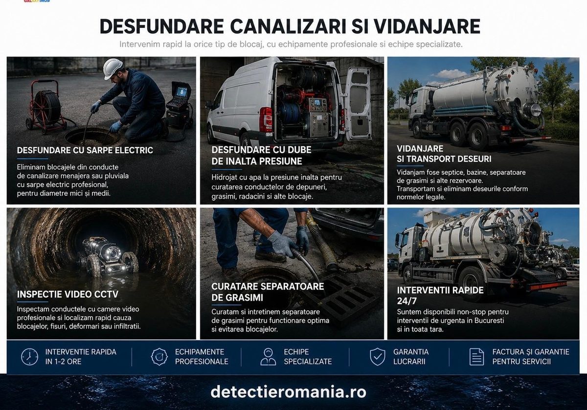 Desfundare canalizări și vidanjare
