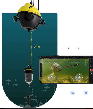 Dronă subacvatică profesională Full HD 1080P + GPS, autonomie 6h, ideal pescuit și explorare