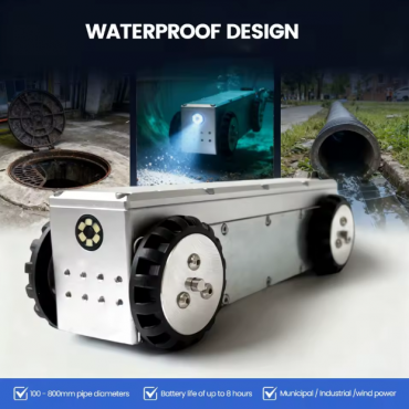 Mini robot inspecție conducte 100 mm – IP68, WiFi, cablu 150 m, industrial
