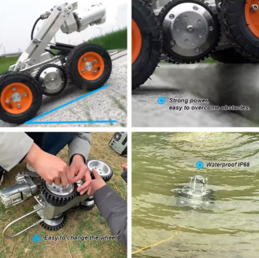 Robot inspecție canalizare profesional 200–3500 mm | Cameră PAN/TILT HD + 300 m cablu